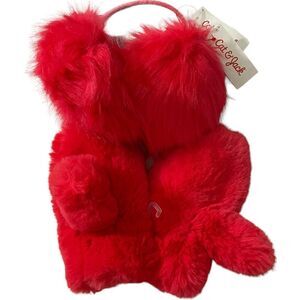 Bundle of Cat & Jack Girls’ Earmuff and Faux Fur Mitten. Red